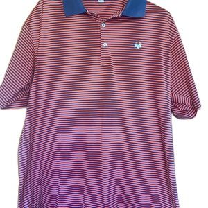 Peter Millar orange and navy polo shirt. Size Large